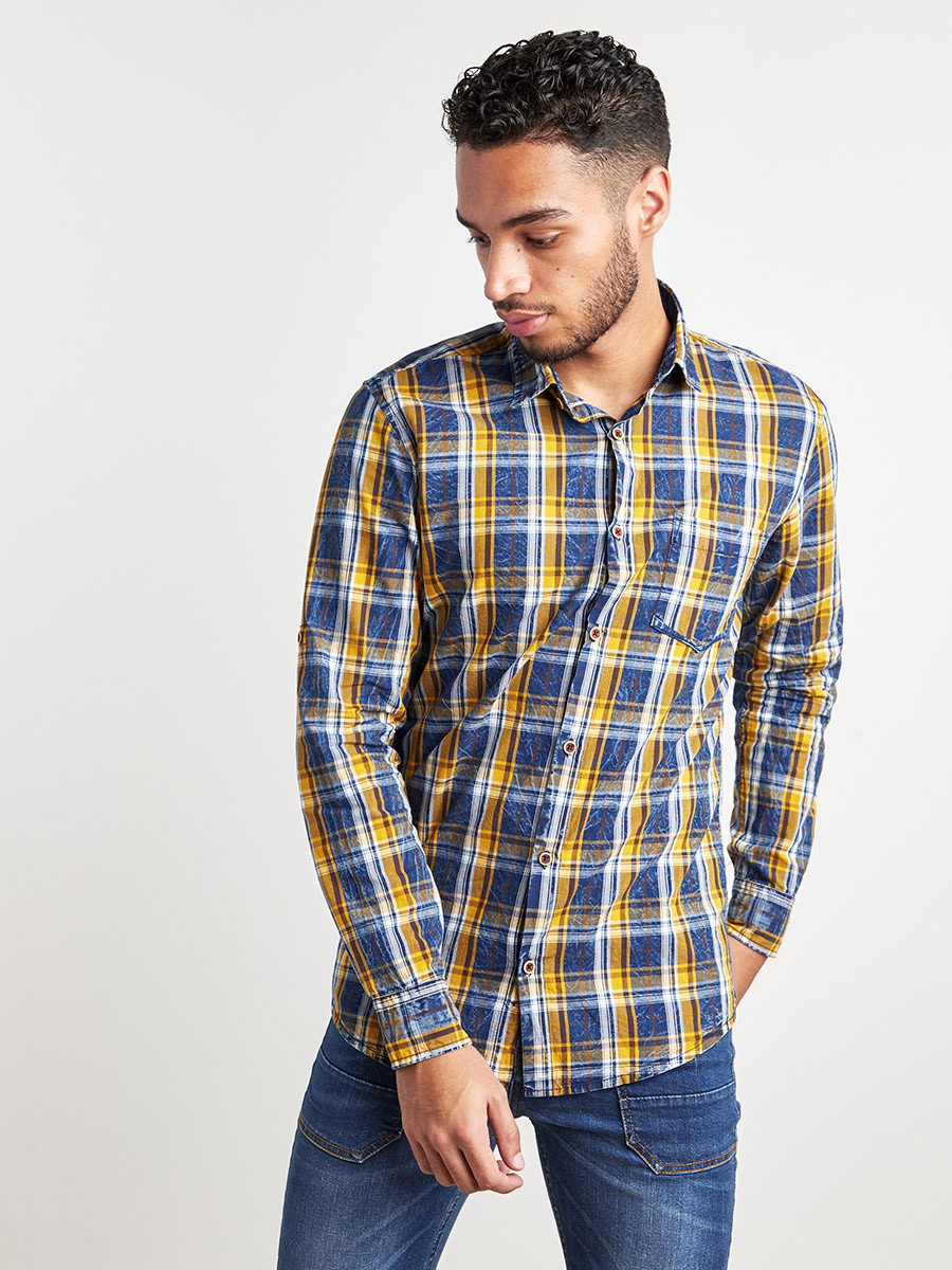 قميص بنمط مربعات وأكمام طويلة من ستايلي-men-clothing-shirts-image-1