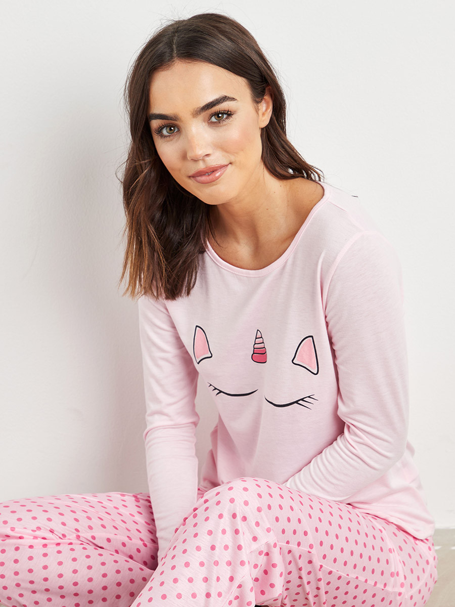 طقم بيجاما بلوزة وبنطلون من ستايلي-women-clothing-nightwear-pyjamas-longsets-image-1