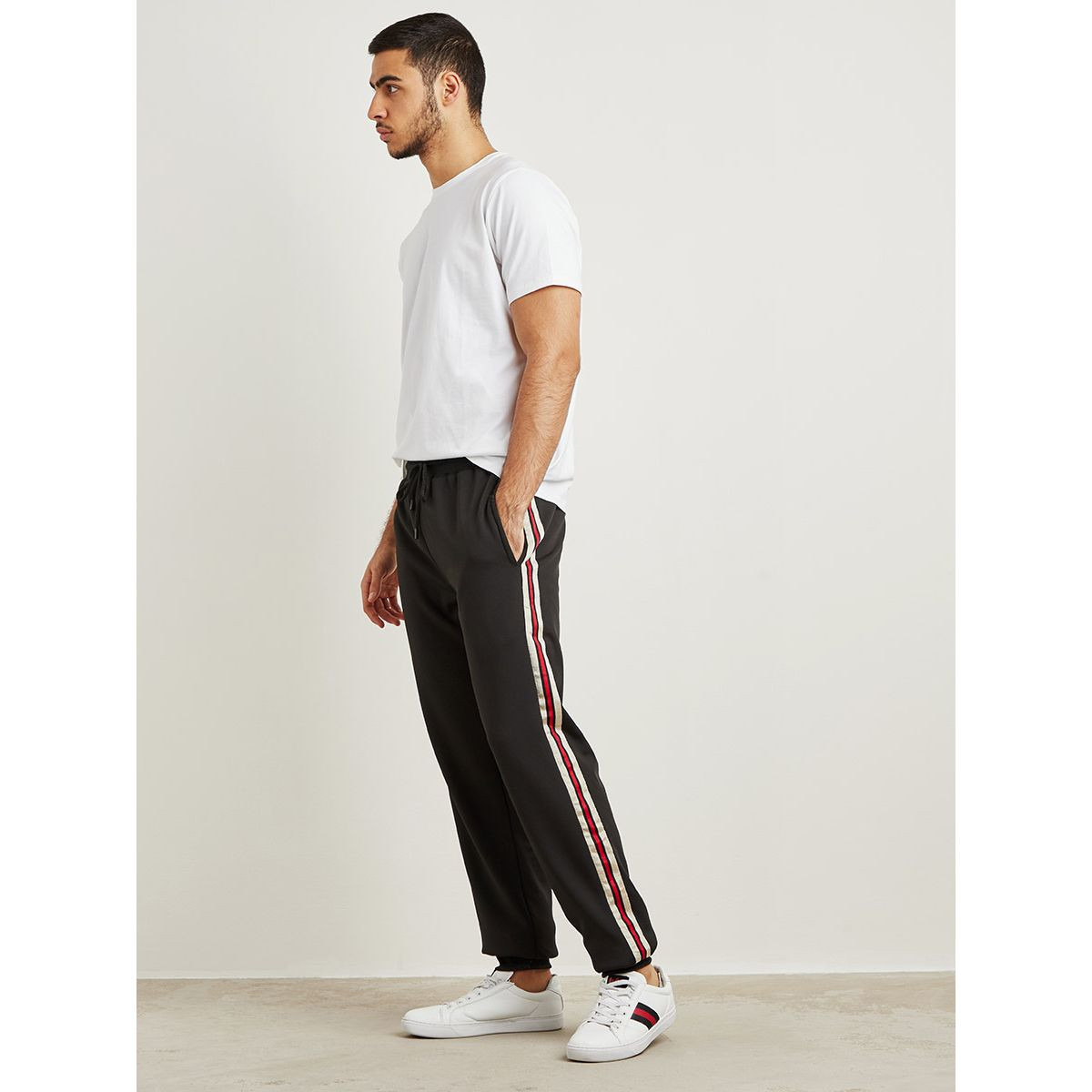 Styli Side Tape Jogger with Faux Fur Lining-sports-men-clothing-bottoms-image-2