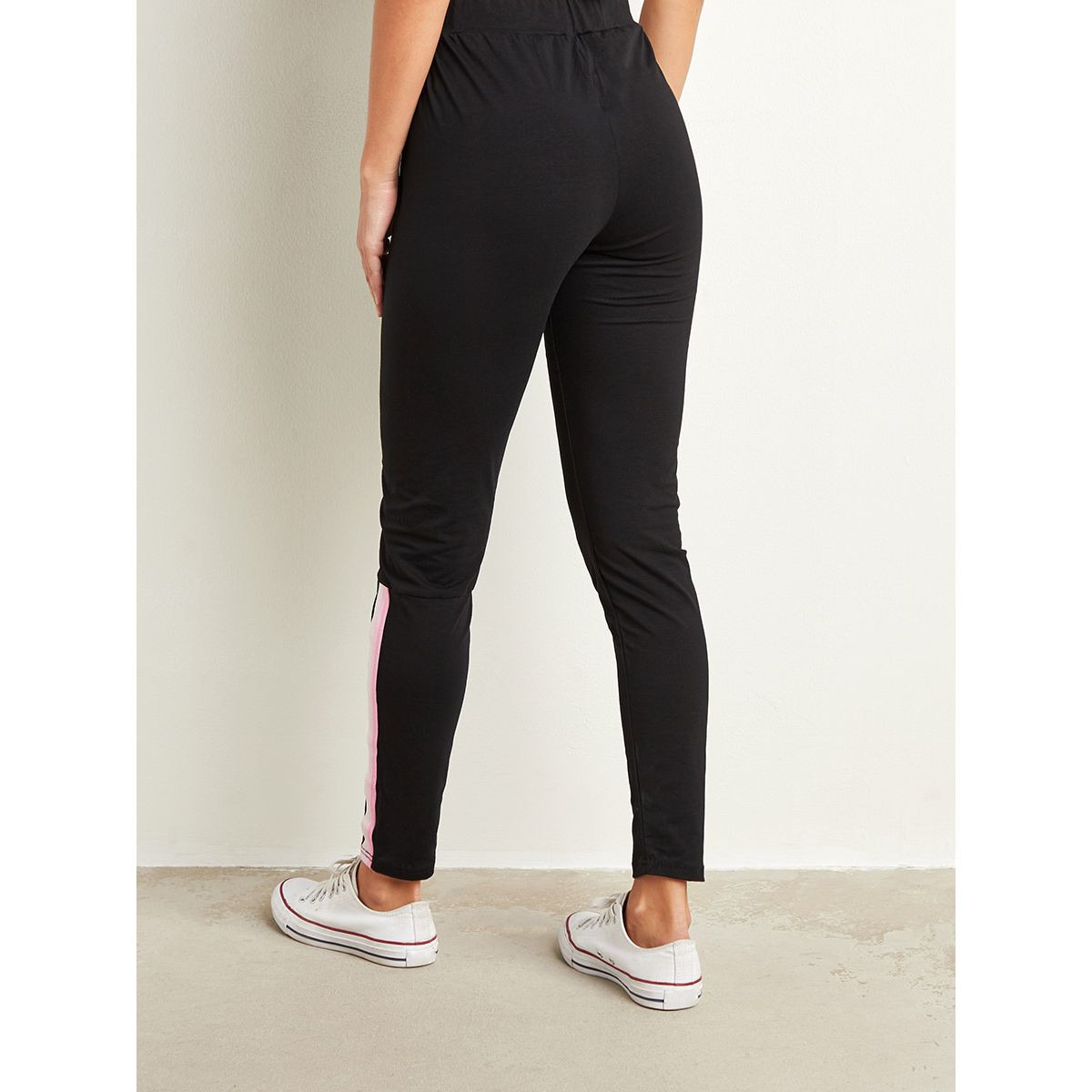 Styli Ankle Striped Detail Leggings with Elasticated Waistband-women-clothing-leggings-image-3