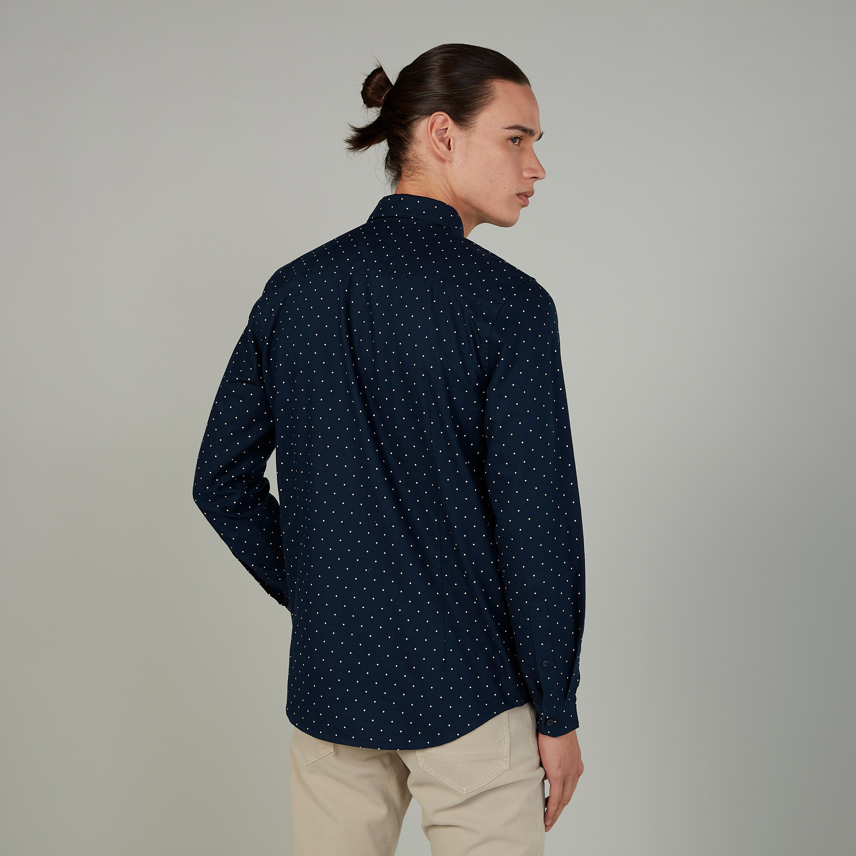 Polka Dot Printed Shirt with Spread Collar and Long Sleeves-men-clothing-shirts-image-3