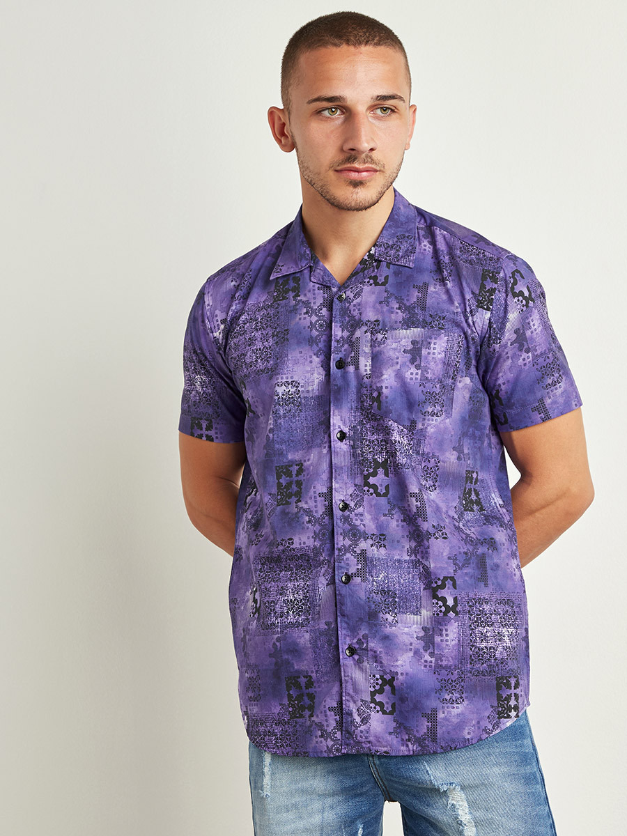 Styli All Over Print Dyed Slim Fit Shirt-men-clothing-shirts-image-1