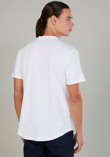 Sustainable Slim Fit Solid Henley Neck T-shirt with Short Sleeves