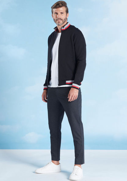 Slim Fit Plain Sweatshirt with High Neck and Long Sleeves
