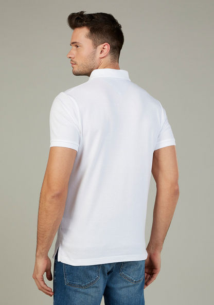 Solid T-shirt with Polo Neck and Short Sleeves