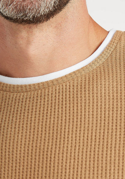 Textured Sweatshirt with Long Sleeves and Crew Neck
