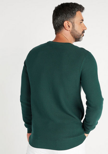 Textured Sweater with Long Sleeves and Crew Neck