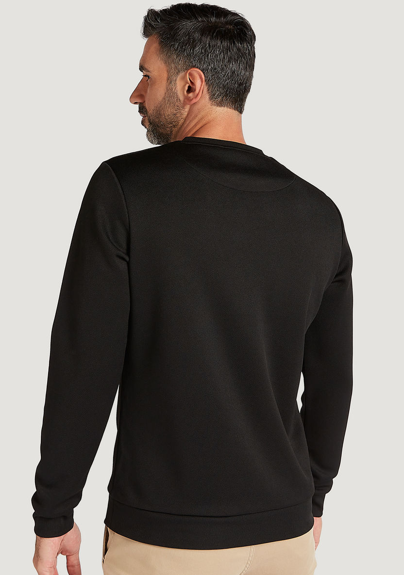Embroidered Crew Neck Sweatshirt with Long Sleeves-Hoodies and Sweatshirts-image-3