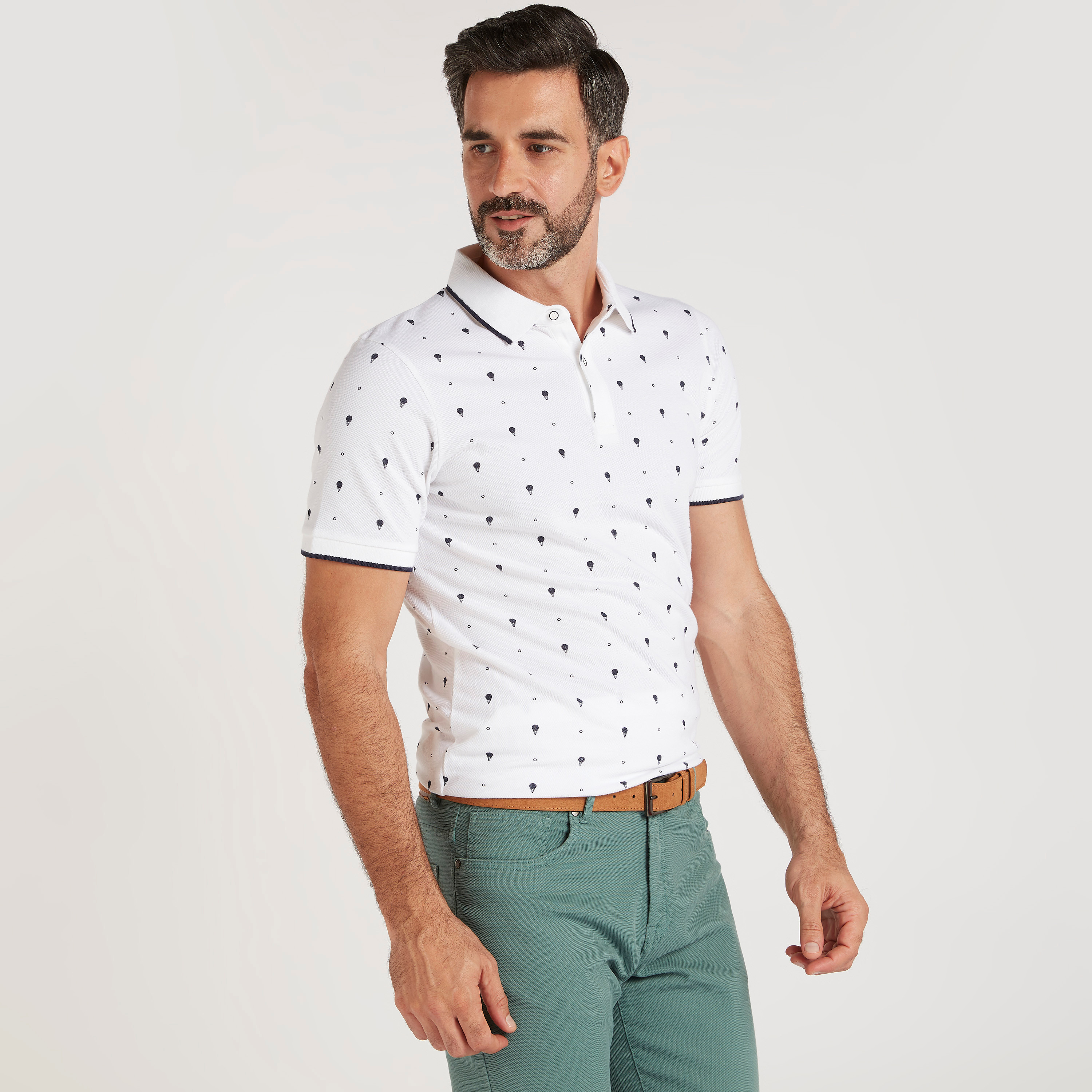 Shop All-Over Print Polo T-shirt with Short Sleeves Online 