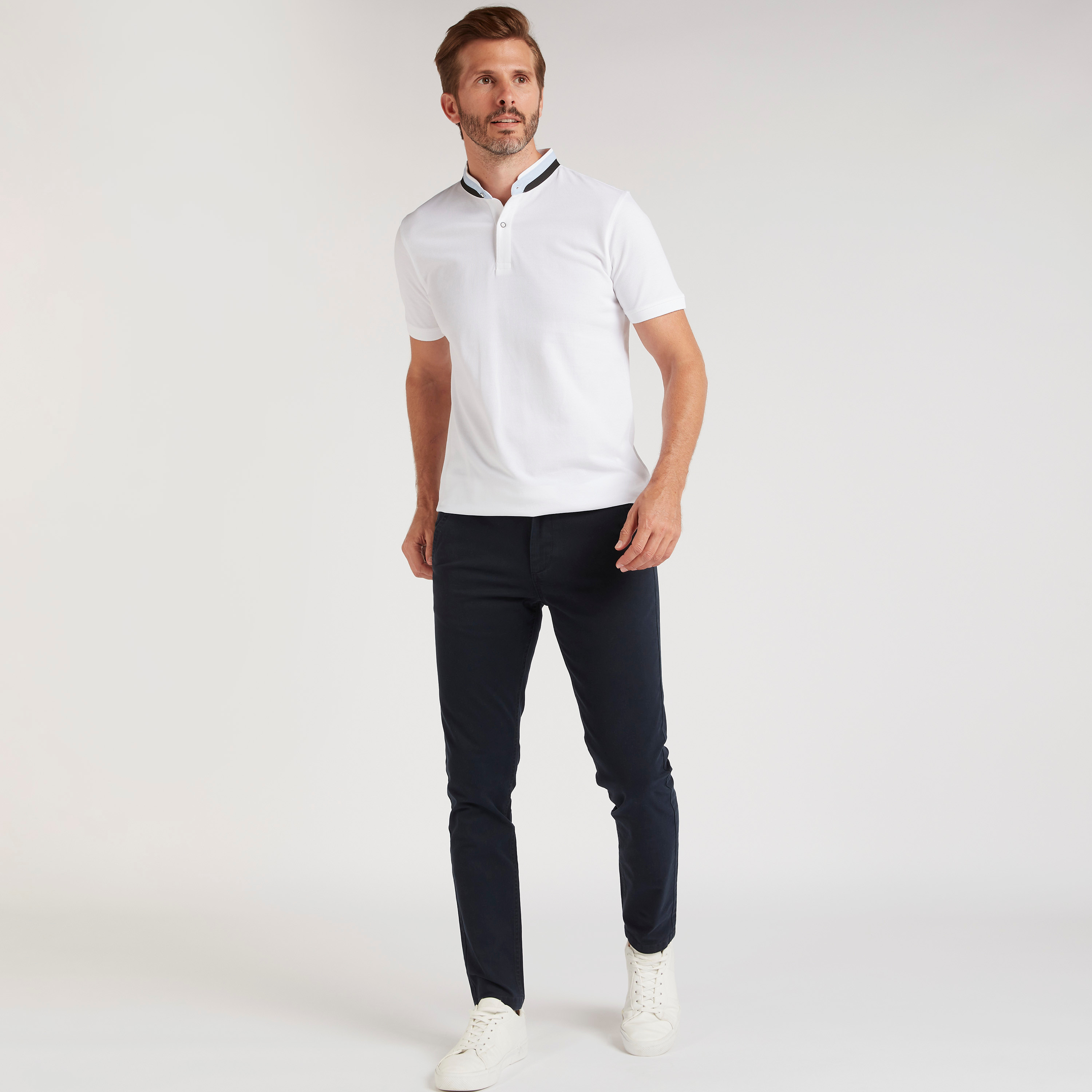 Solid T-shirt with Striped Mandarin Collar-men-clothing-tshirtsandpolos-tshirts-image-2