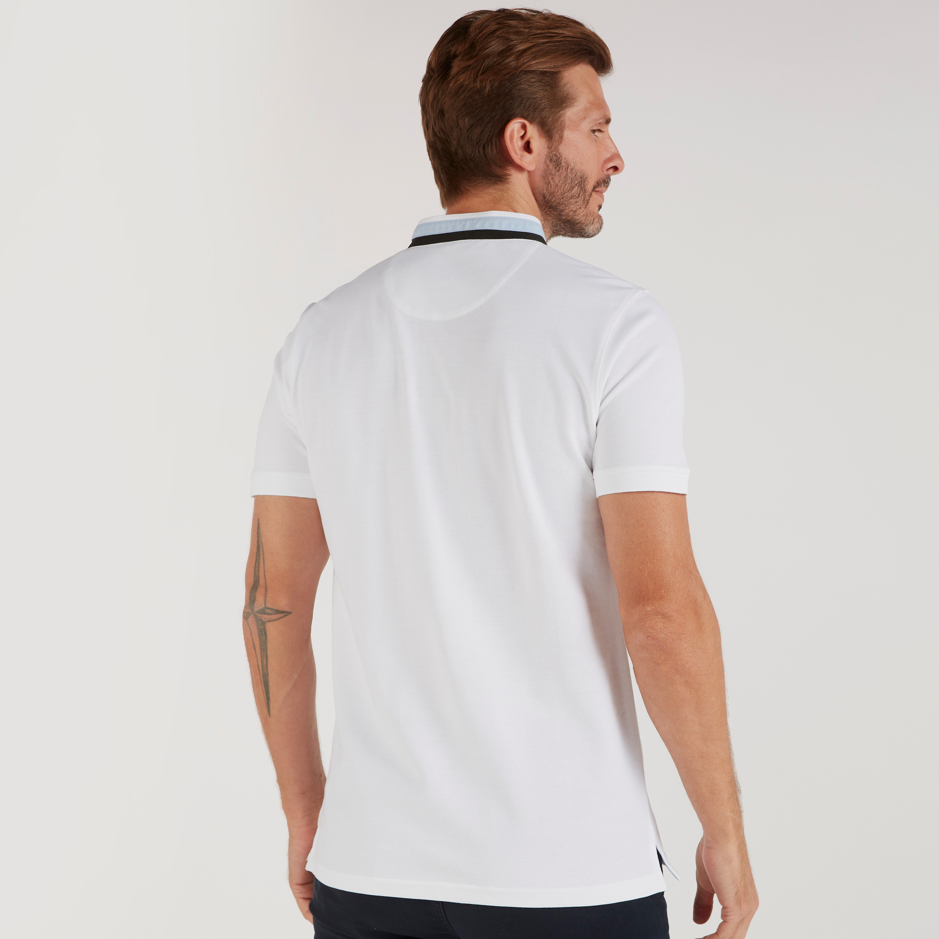 Solid T-shirt with Striped Mandarin Collar-men-clothing-tshirtsandpolos-tshirts-image-4