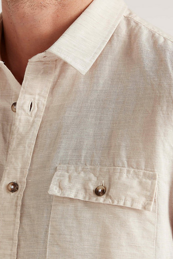 Sustainable Textured Slim Fit Shirt with Flap Pockets