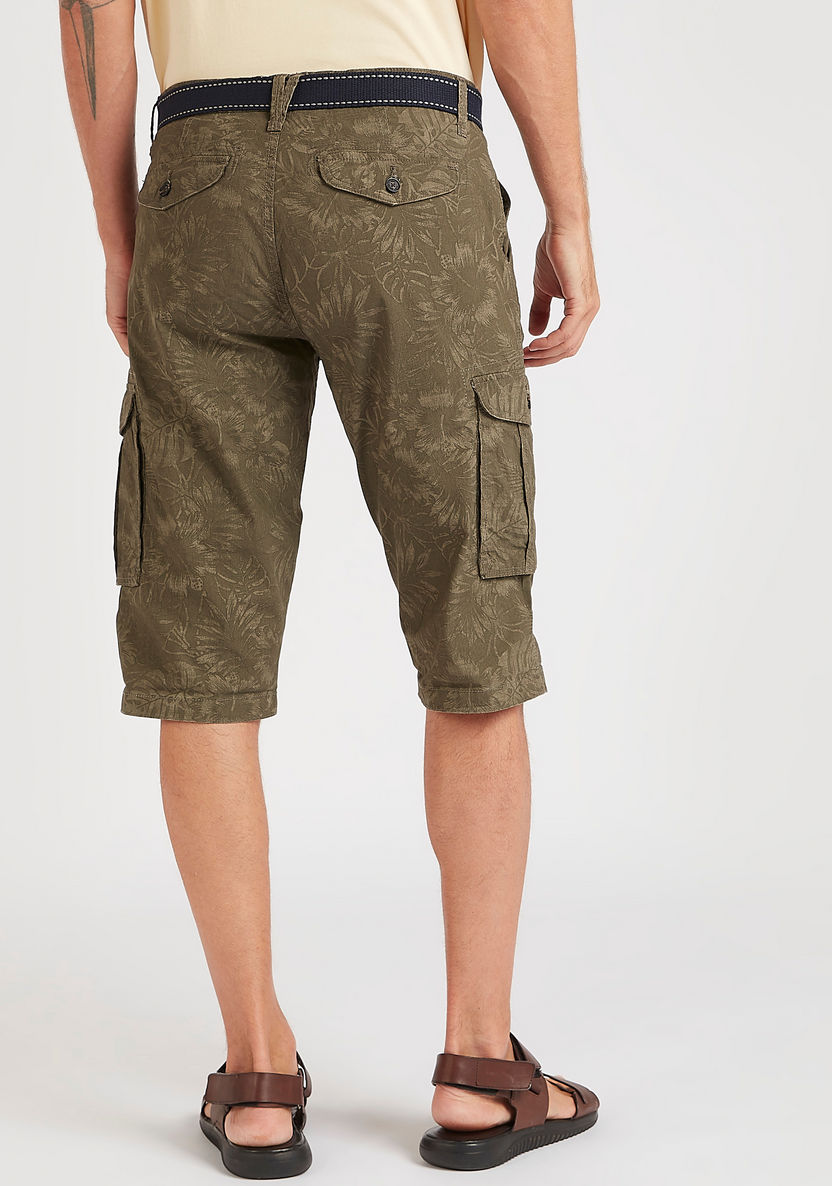 Printed Slim Fit Mid-Rise Shorts with Pockets-Shorts-image-3