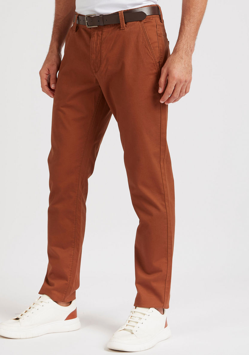 Solid Chinos with Belt and Pockets-Chinos-image-4