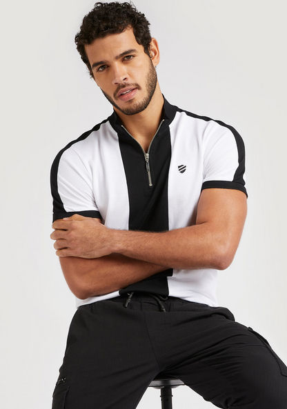 Slim Fit Colourblocked Polo T-shirt with Short Sleeves