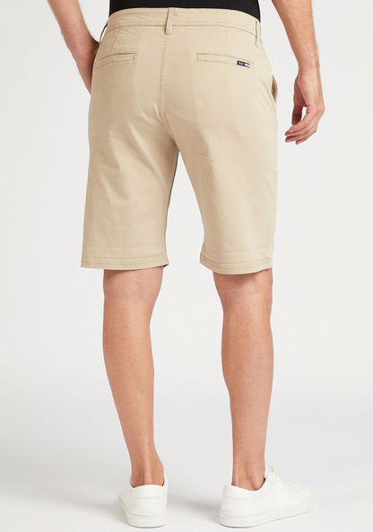 Solid Mid-Rise Shorts with Pockets