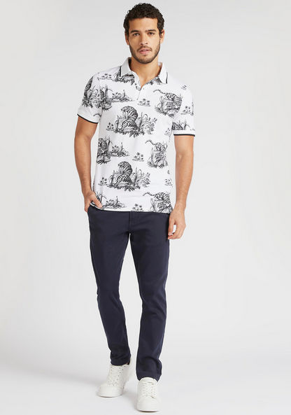 All-Over Print Polo T-shirt with Short Sleeves