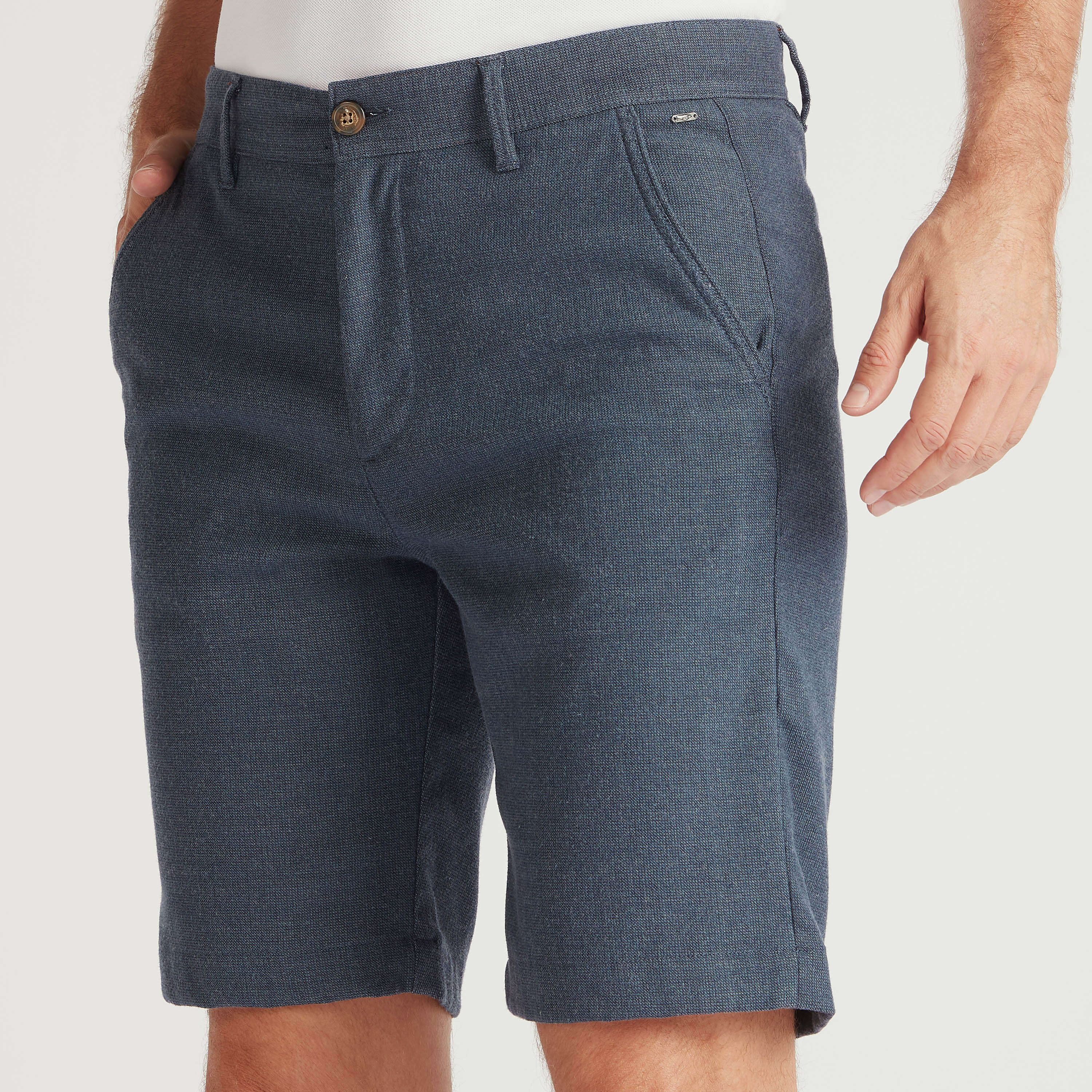 Textured Mid-Rise Shorts with Button Closure-men-clothing-bottoms-shorts-image-3