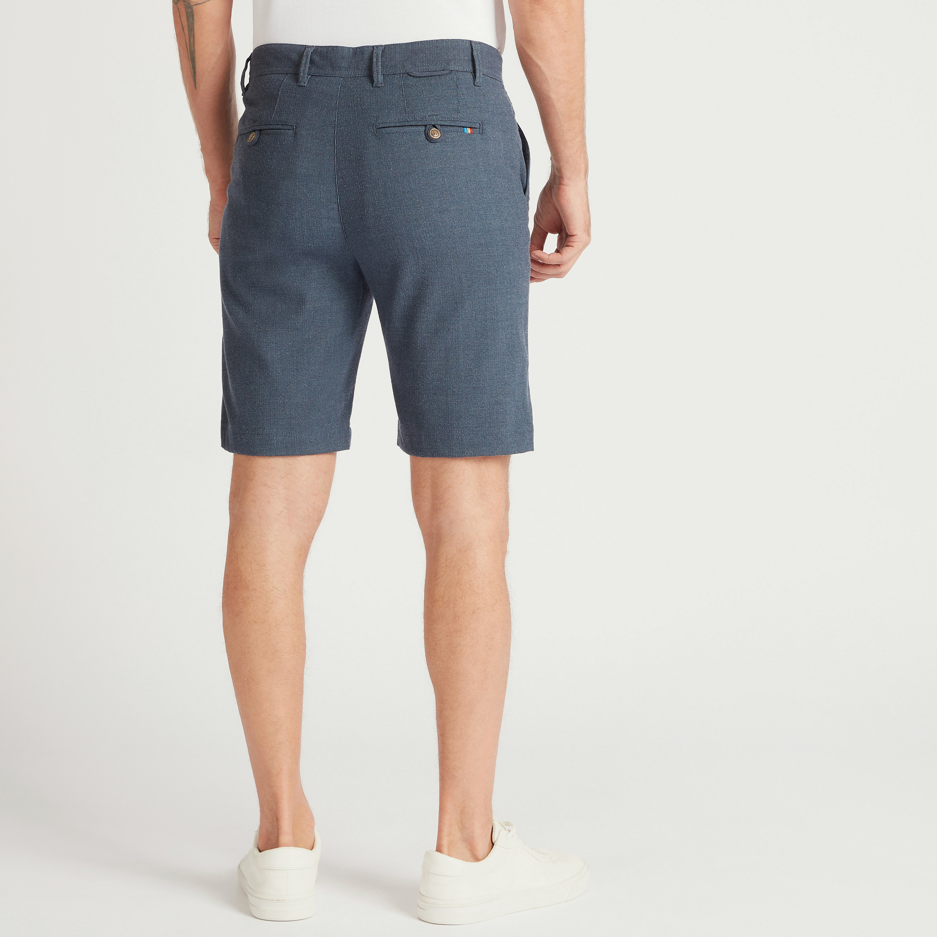 Textured Mid-Rise Shorts with Button Closure-men-clothing-bottoms-shorts-image-4