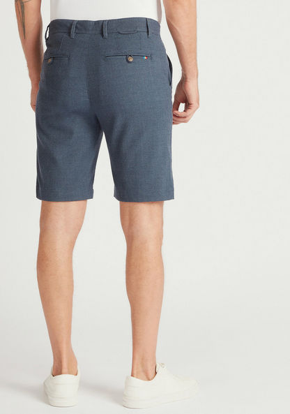 Textured Mid-Rise Shorts with Button Closure