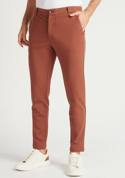 Solid Chinos with Elasticated Waistband and Pockets