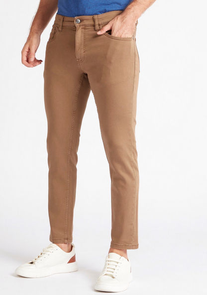 Solid Slim Fit Trousers with Pockets
