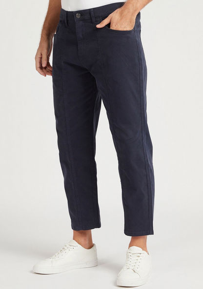 Solid Mid-Rise Chino Pants with Pockets