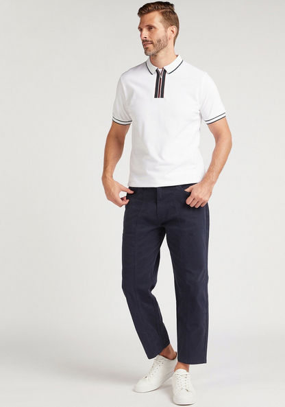Solid Mid-Rise Chino Pants with Pockets