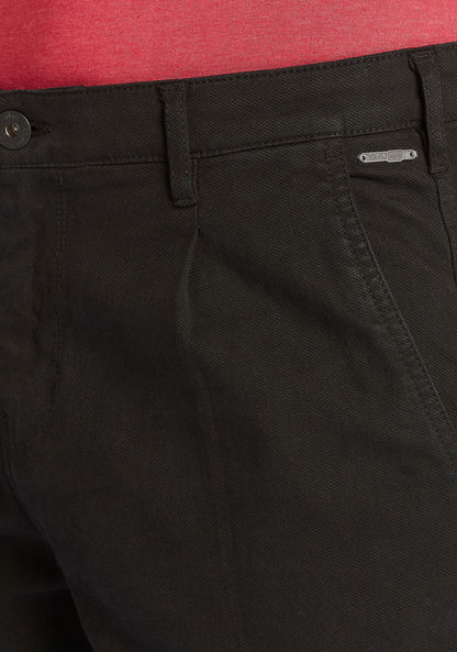 Textured Mid-Rise Trousers with Button Closure-Pants-image-2