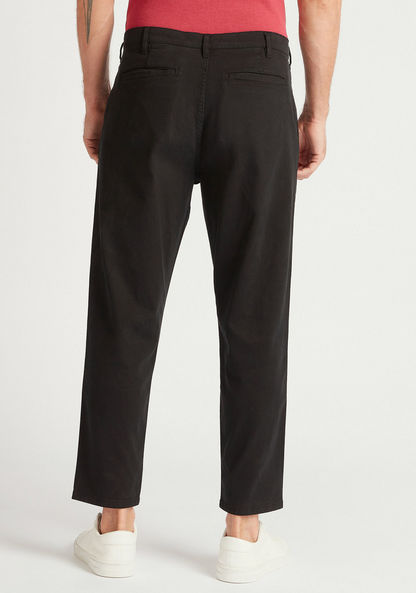 Textured Mid-Rise Trousers with Button Closure-Pants-image-3