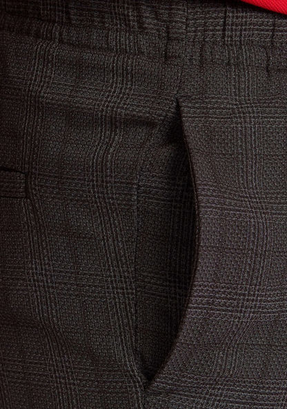 Checked Mid-Rise Cropped Trousers with Drawstring Closure