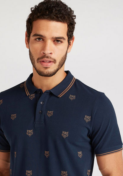 Embroidered Polo T-shirt with Short Sleeves