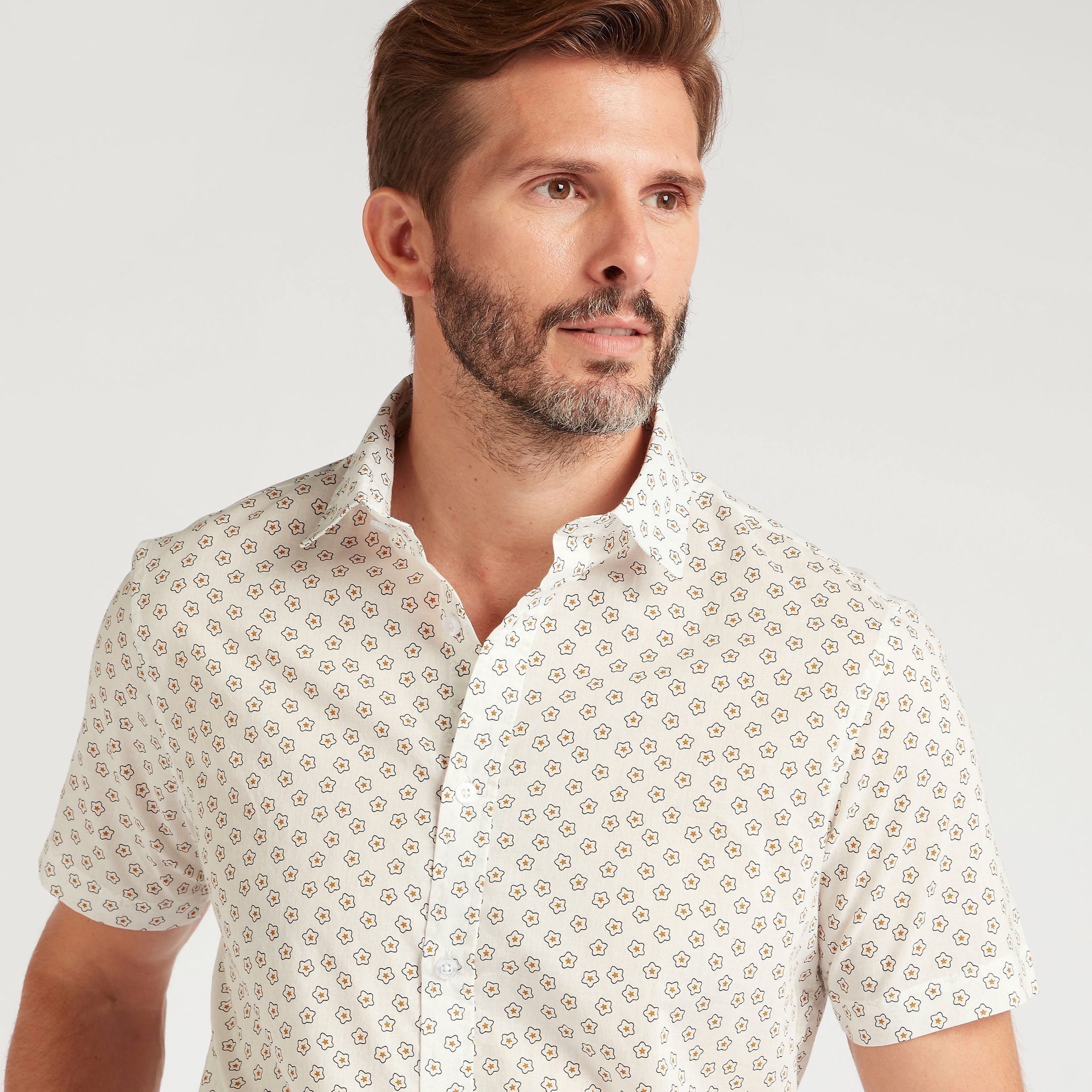 Floral Print Slim Fit Shirt with Short Sleeves-men-clothing-shirts-image-3