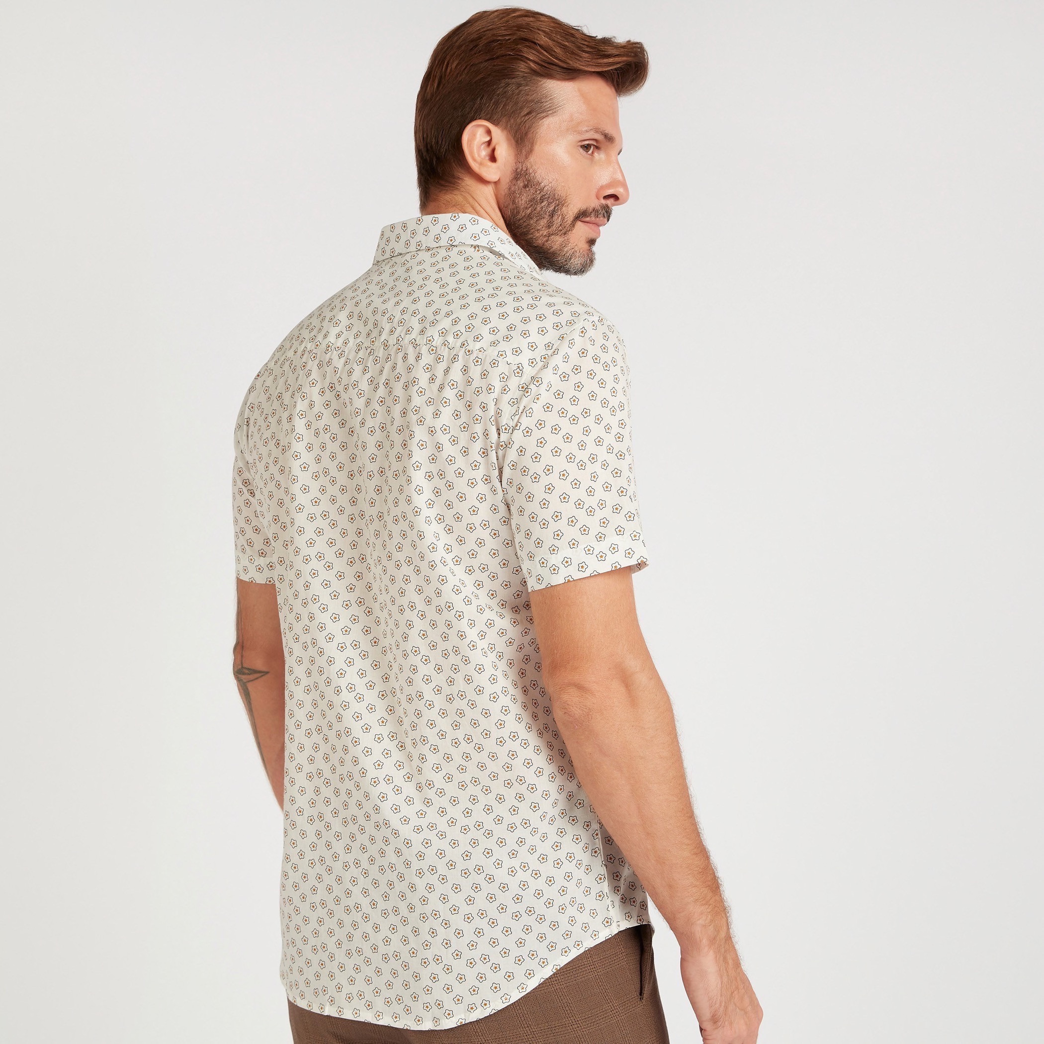 Floral Print Slim Fit Shirt with Short Sleeves-men-clothing-shirts-image-4