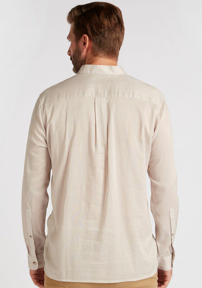 Slim Fit Solid Half Placket Shirt with Mandarin Collar
