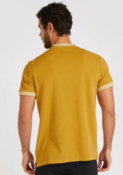 Textured T-shirt with Tipping Detail and Chest Embroidery