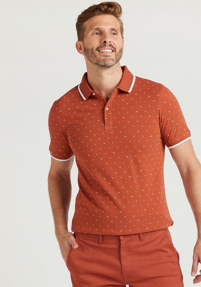 All-Over Print Polo T-shirt with Short Sleeves