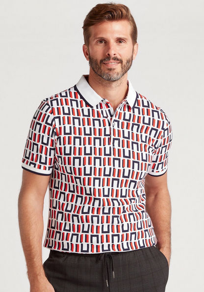 Printed Polo T-shirt with Short Sleeves and Tipping Detail