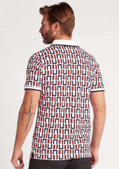 Printed Polo T-shirt with Short Sleeves and Tipping Detail