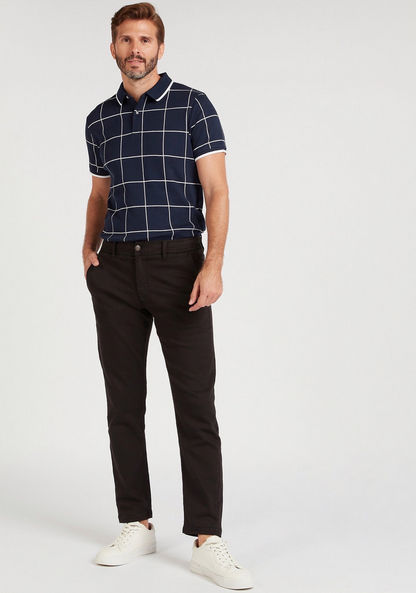 Checked Slim Fit Polo T-shirt with Short Sleeves