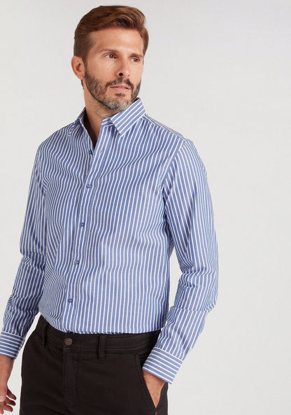 Striped Shirt with Long Sleeves and Spread Collar