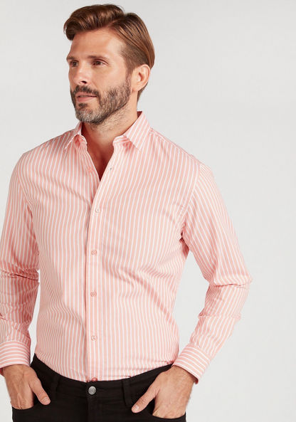 Striped Shirt with Long Sleeves and Spread Collar