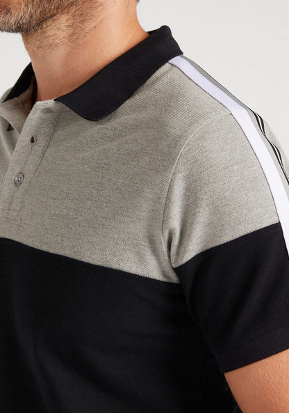 Cut and Sew Polo T-shirt with Shoulder Tape Detail