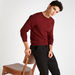 Textured Sweater with Crew Neck and Long Sleeves-Sweaters-thumbnail-0