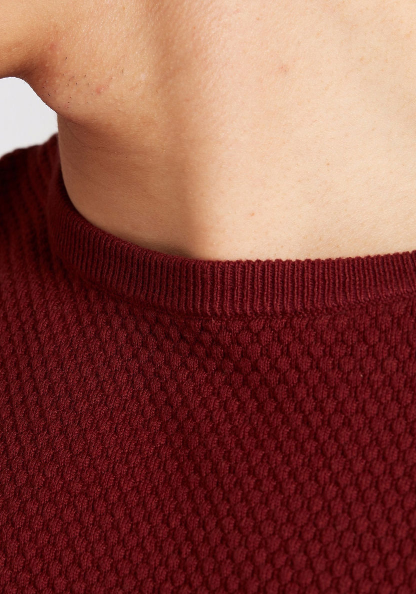Textured Sweater with Crew Neck and Long Sleeves-Sweaters-image-6