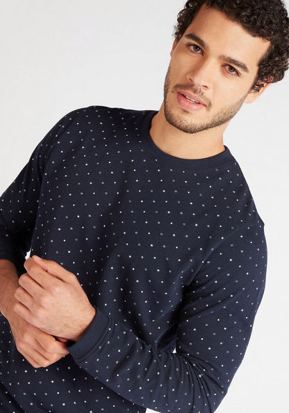All-Over Print Crew Neck Sweatshirt with Long Sleeves