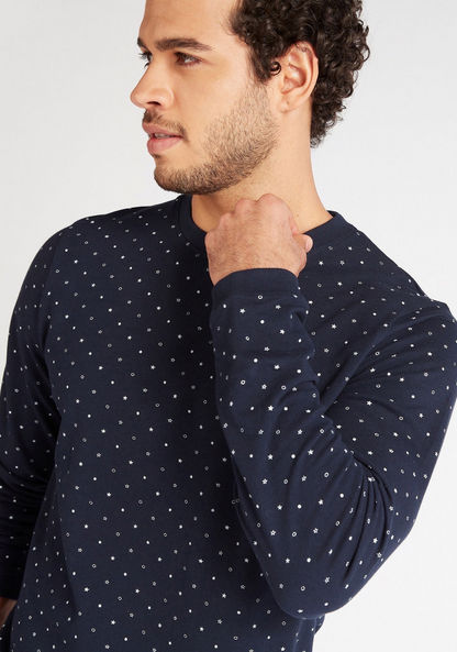All-Over Print Crew Neck Sweatshirt with Long Sleeves