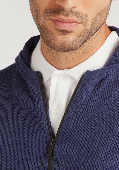 Textured Regular Fit Hooded Sweater with Long Sleeves-Sweaters-image-5