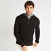 Textured Regular Fit Hooded Sweater with Long Sleeves-Sweaters-thumbnailMobile-2