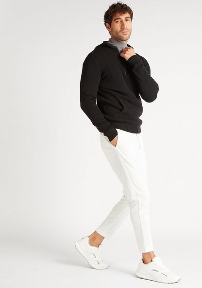 Textured Regular Fit Hooded Sweater with Long Sleeves-Sweaters-image-3